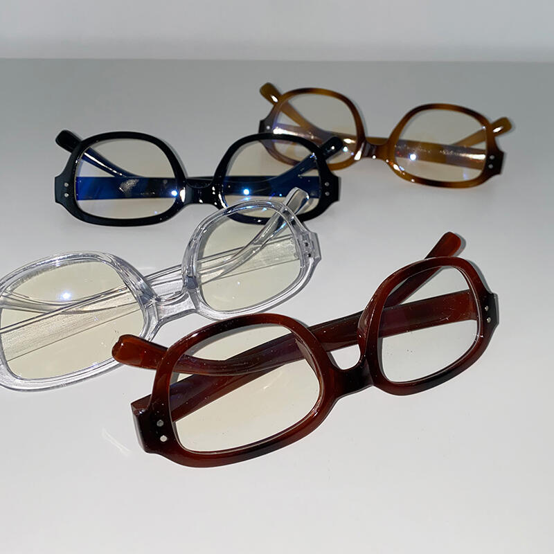 Square horn-rimmed glasses blue light blocking gl-39 toto Camel
