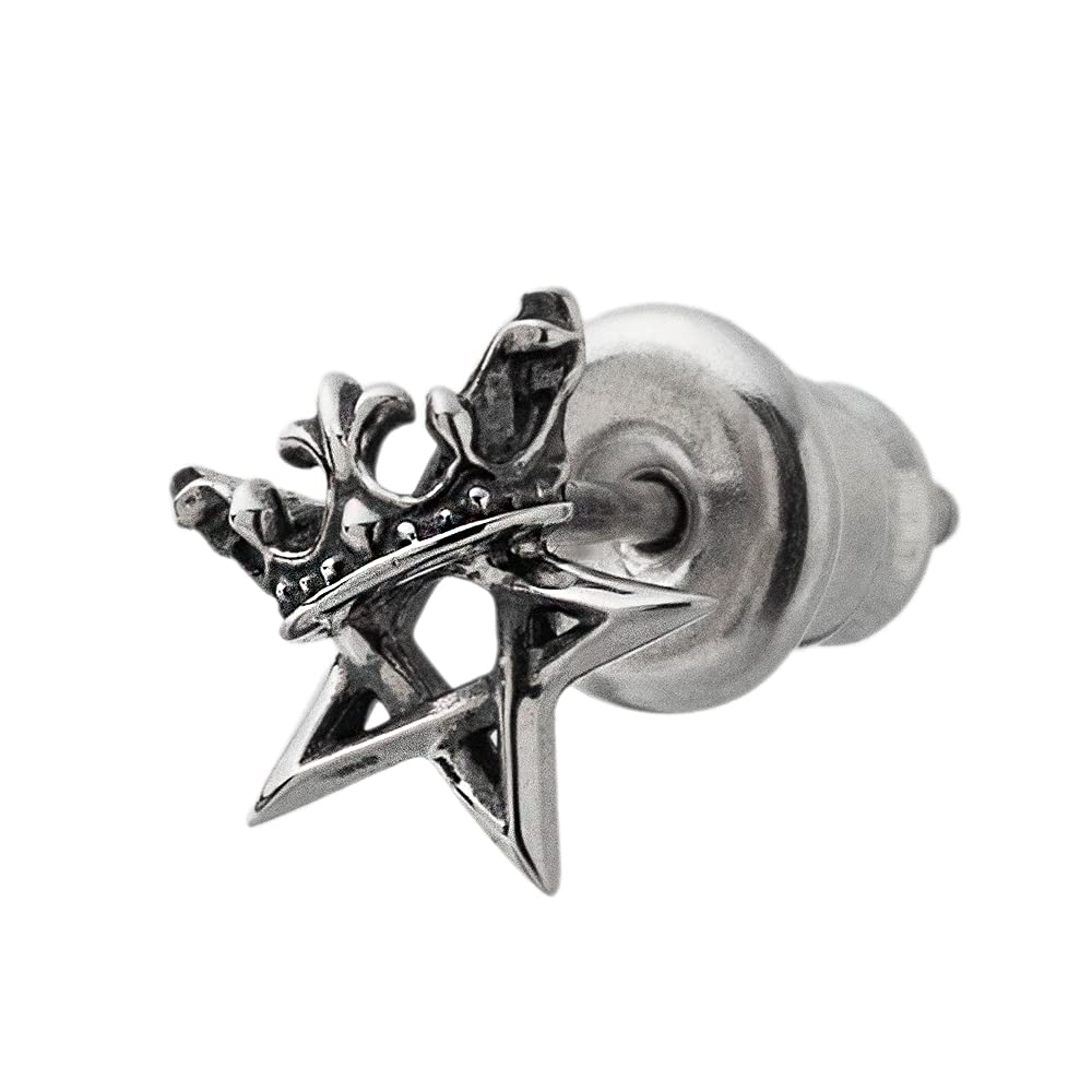 Artemis Kings Crown and Pentagram Earrings AKE0102 Silver Accessories for Men and Brand Stud 925 (Single Earring) Women, Jewelry, Silver, Earrings,