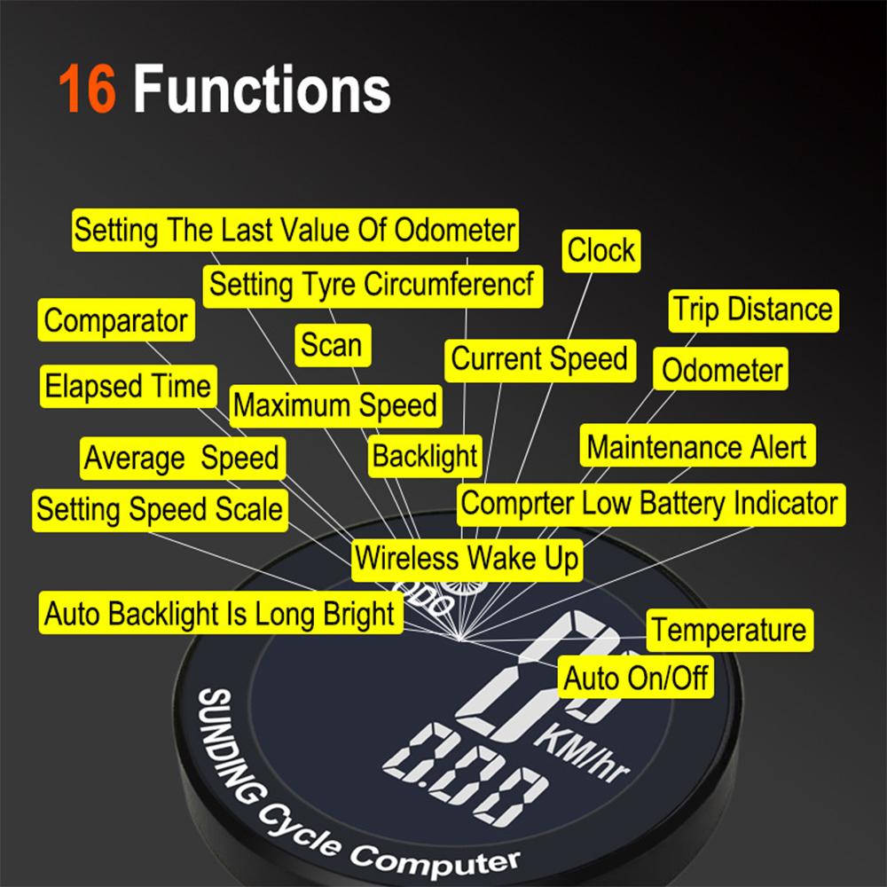 Wireless Bicycle Computer Waterproof Bike Speedometer Multi functional Bicycle Odometer
