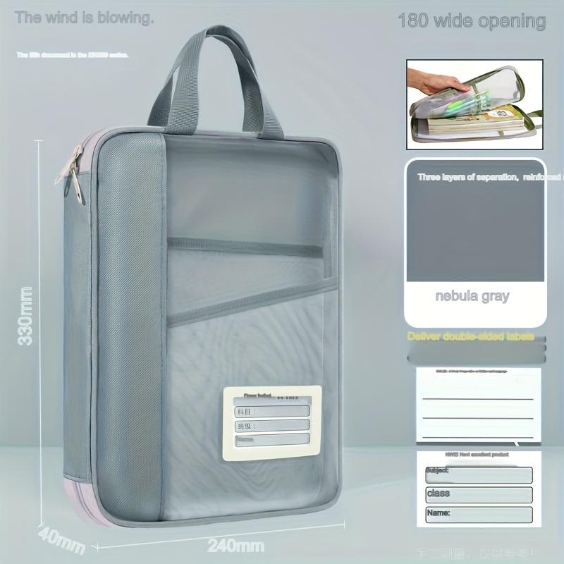 

Nylon Document Holder with Shoulder Strap, Transparent File Folder, Portable A4 Exam Paper Pouch for School Office Supplies серый