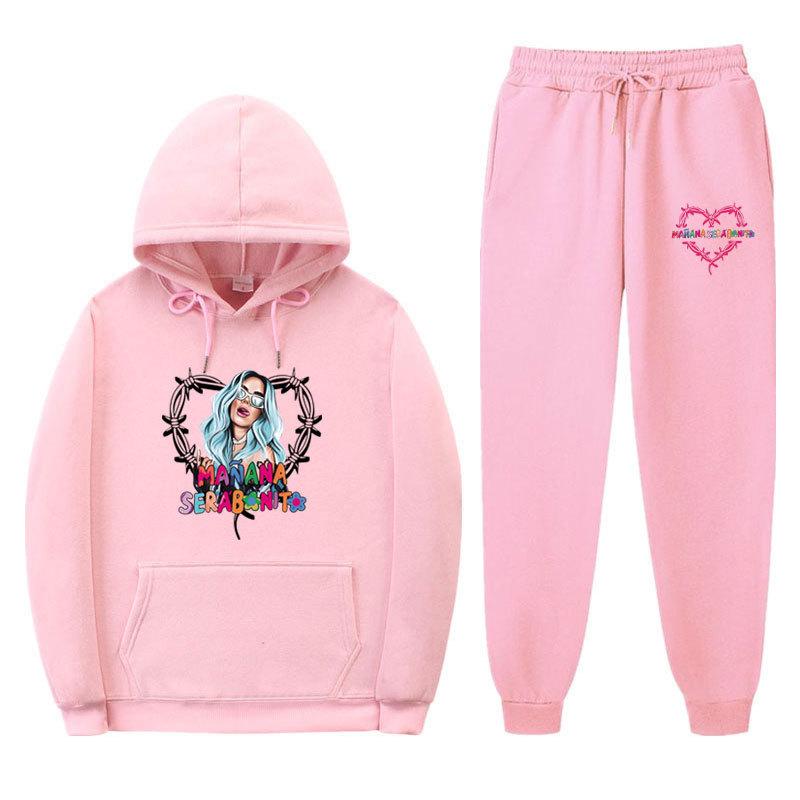 New 2023 Men's Printed Hoodie Set with Threaded Bottom Hem for Men's and Women's Casual Sports Set