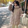 Women's Autumn and Winter Coat Solid Color Hooded Loose Thickened Windproof Mid-length Women's Jacket