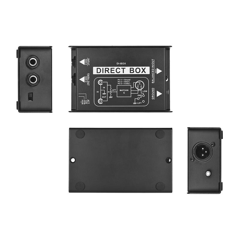 Professional Single Channel Passive DI-Box Direct Injection Audio Box Balanced & Unbalance Signal Converter with XLR TRS Interfa