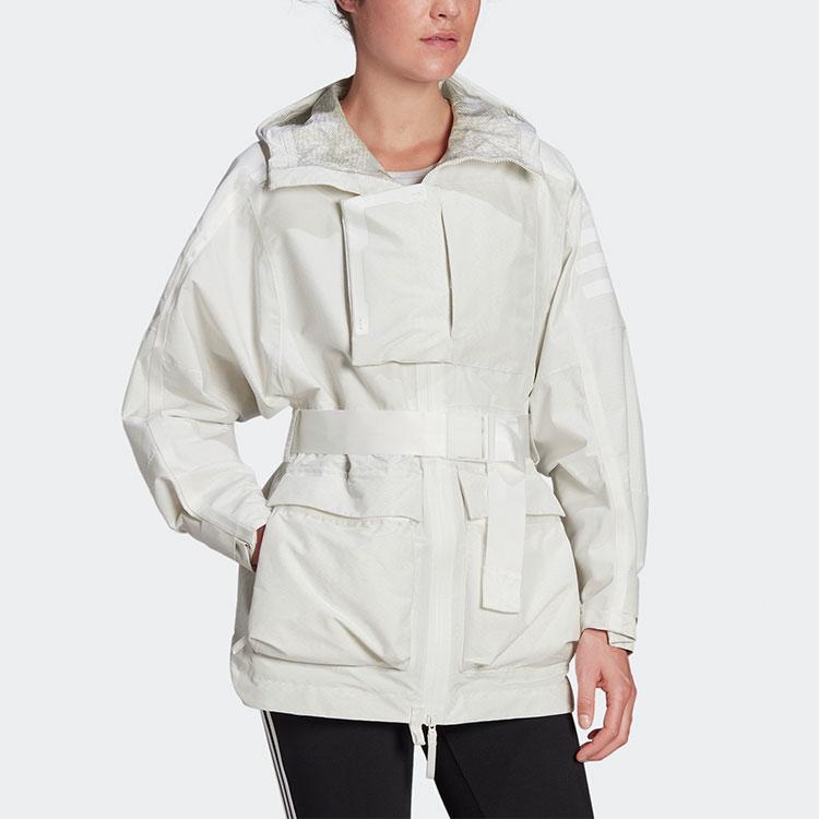 Adidas Solid Color Outdoor Hooded Jacket Women Jackets Off-White H48573