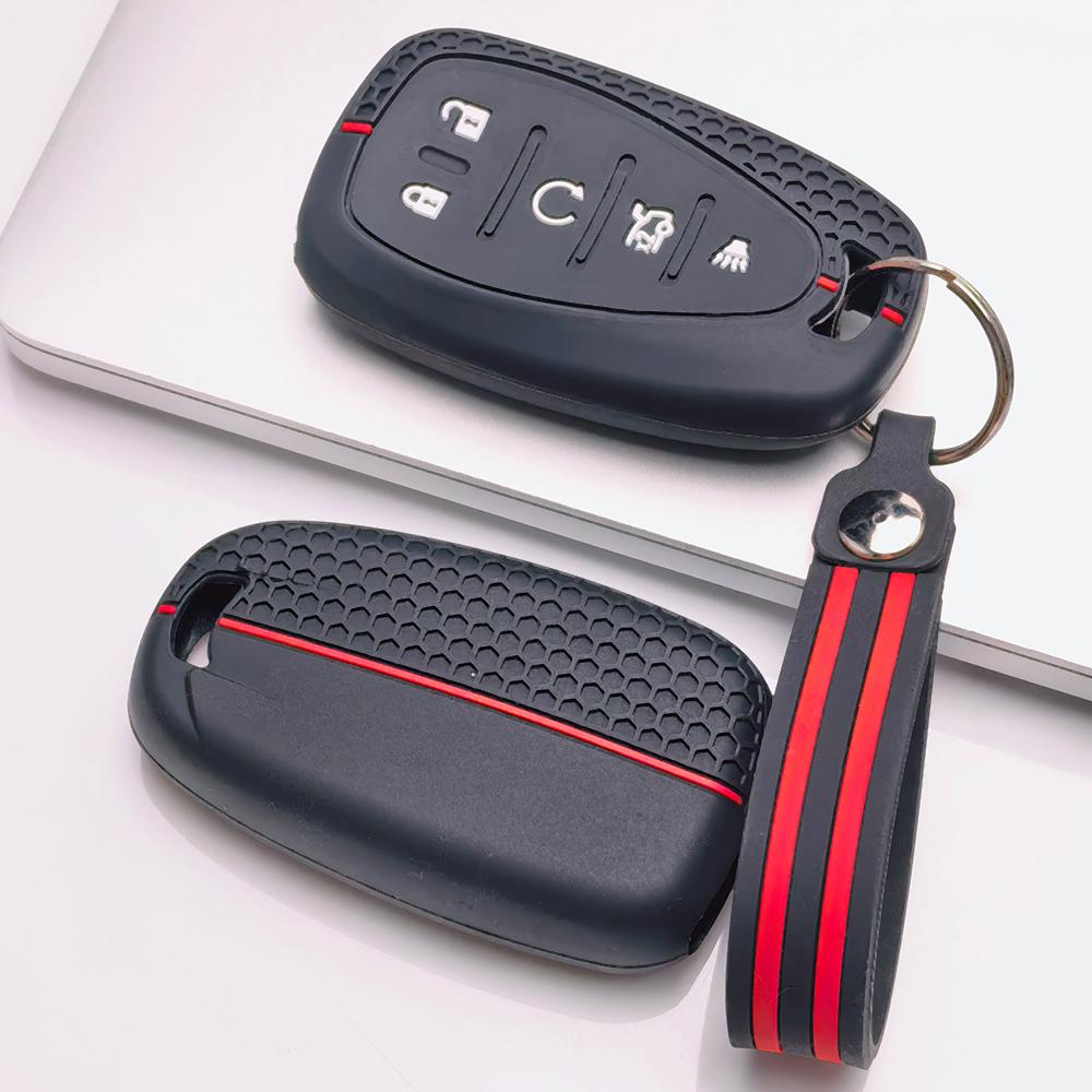 Key Fob Cover for Chevrolet Equinox Malibu Impala Cruze Camaro Traverse Blazer Silverado with Keychain Anti-Scratch Surface Shockproof Structure