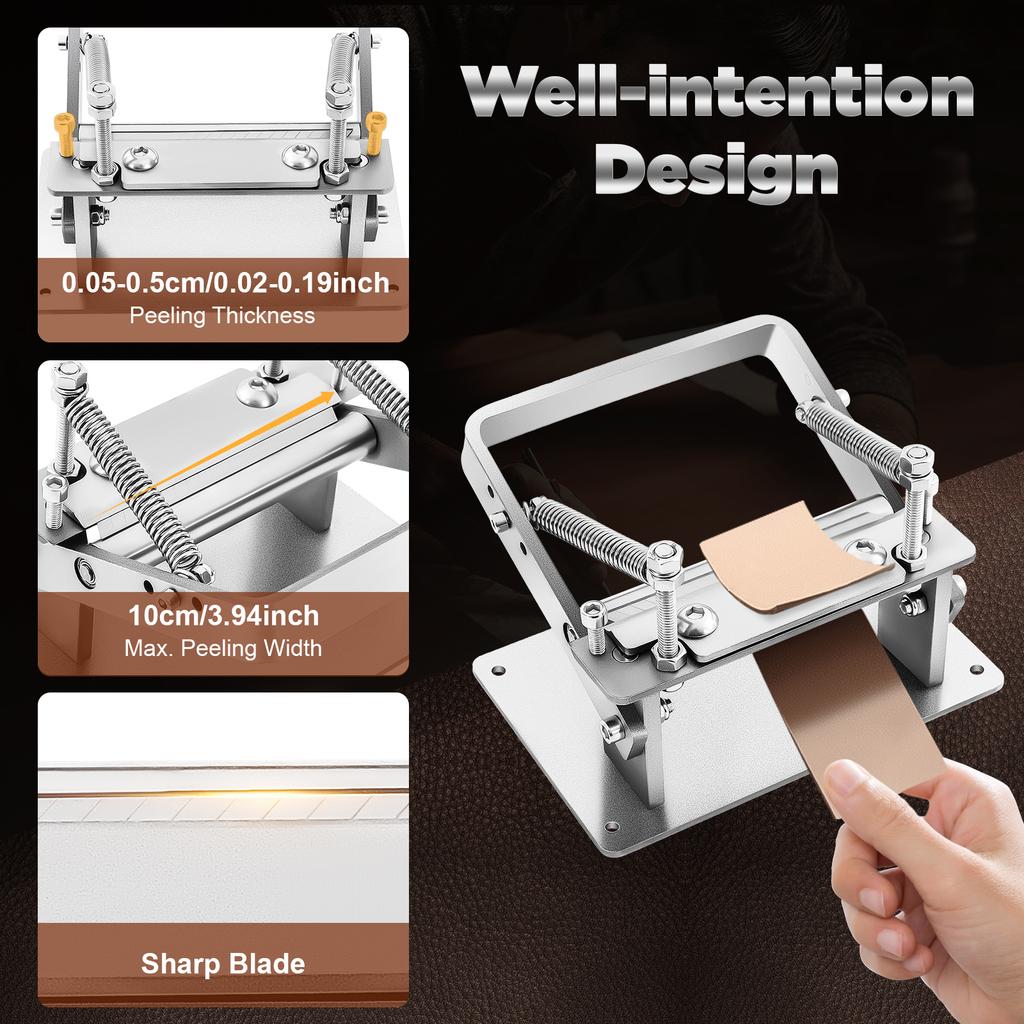 Premium Manual Leather Peeling Machine & Splitter – 304 Stainless Steel,Tabletop Mount,10cm Width,0.5-5mm Thickness Adjustable