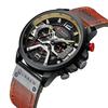 Curren 8329 Men's Six-Hand Quartz Watch with Leather Strap and Calendar