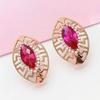 Purple Gold European Fashion Atmosphere Inlaid Stone Ear Buckle Exquisite Rose Gold Plated Earrings Women
