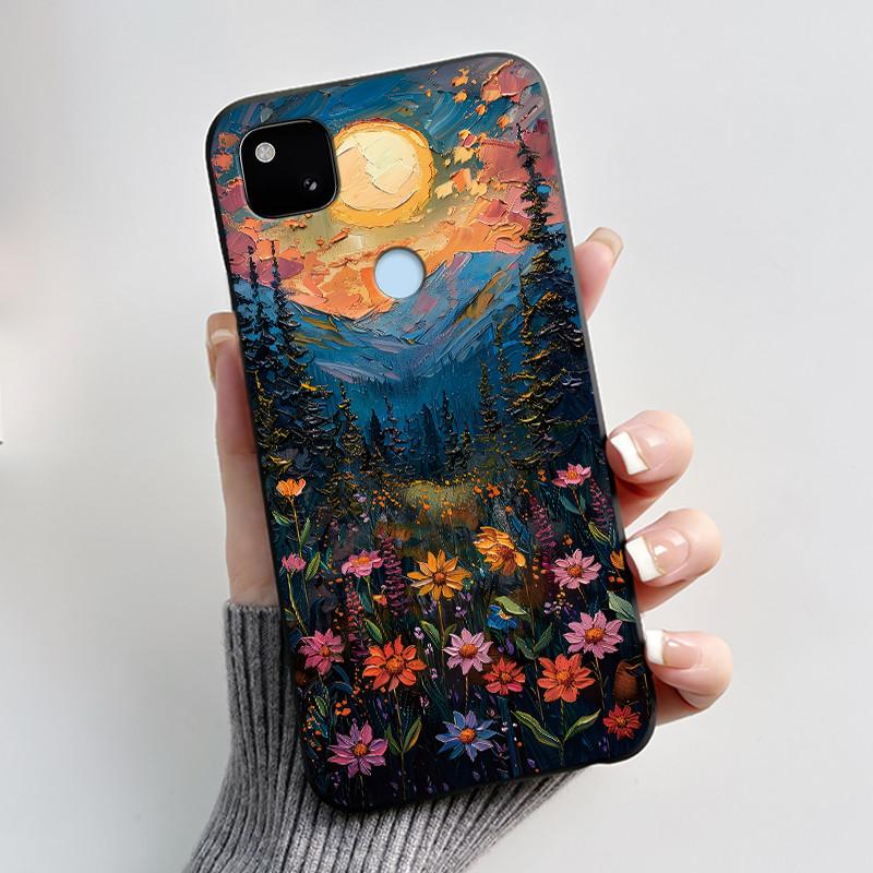 For Google Pixel 4a 4G Case Luxury Cute Love Rabbit Funny Soft Black Matte TPU Silicone Back Protective Cover Slim Thin Casing