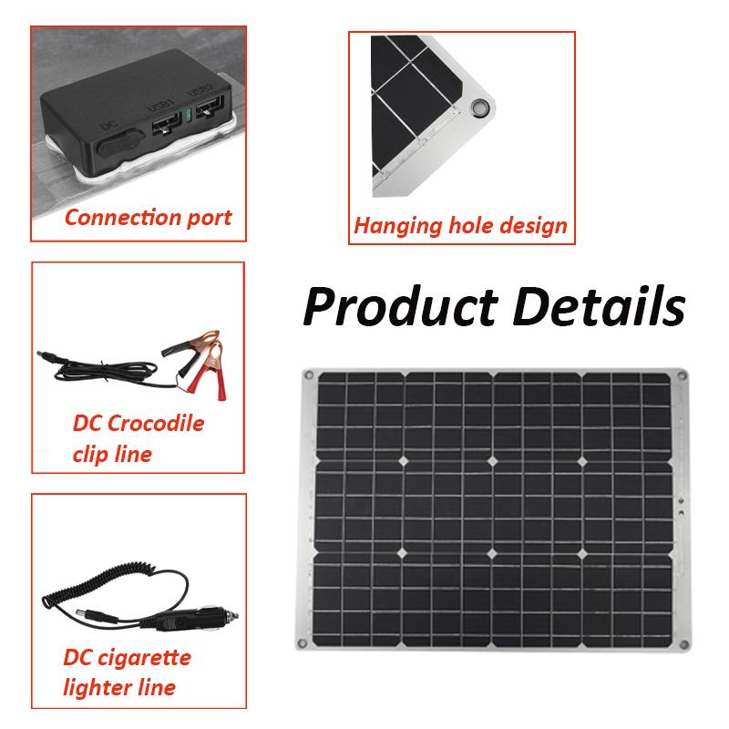 70W Dual 5V USB Solarpanel Effiziente Batterieaufladung für Wohnmobil Auto Boot Outdoor