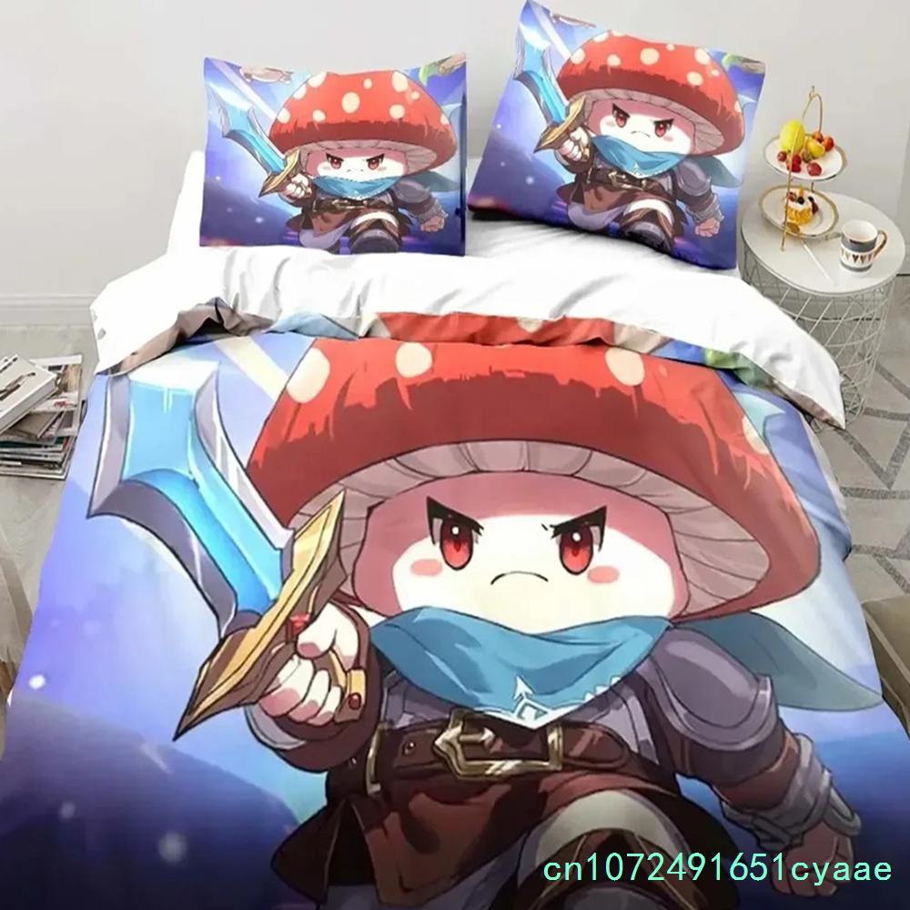 3D Print Anime Game Legend Of Mushroom Pattern Duvet Cover Sets Comforter Bed Linen Gift Twin Queen King Size Romantic Home Gift