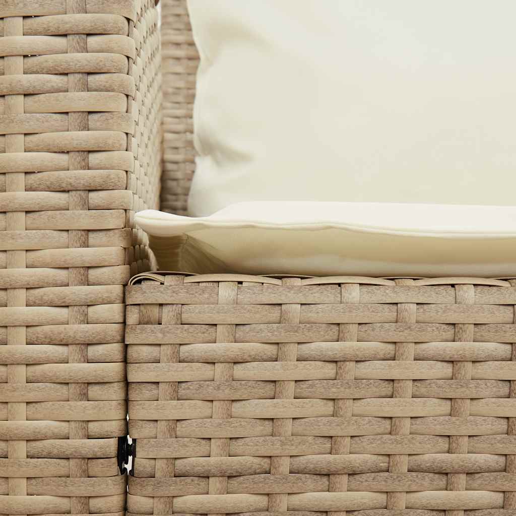 Garden Sofa with Cushions Beige Poly Rattan