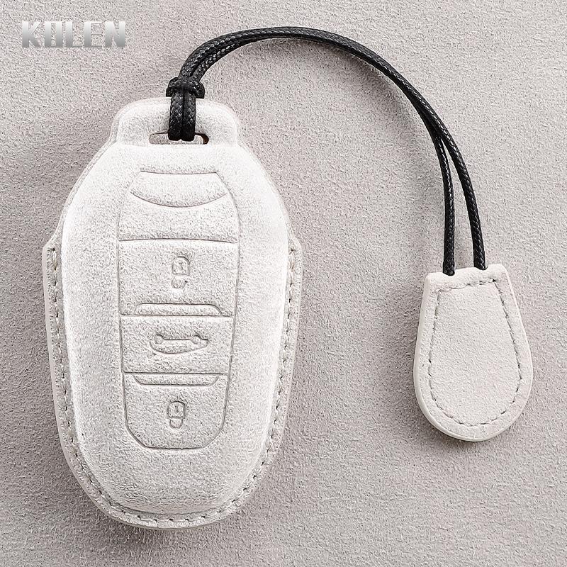 Genuine Leather Auto Smart Key Fob Cover Case Housing Fit For Peugeot 308 408 508 2008 3008 4008 5008 Citroen C4 C4L C6 C3-Xr Picasso Ds3 Ds4 Ds5