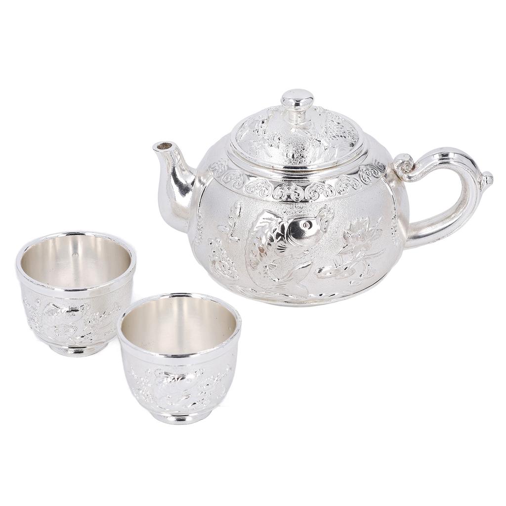 Zinc Alloy Tea Set Rustproof High Temperature Resistant Electroplated Vintage Tea Pot and Cup Set