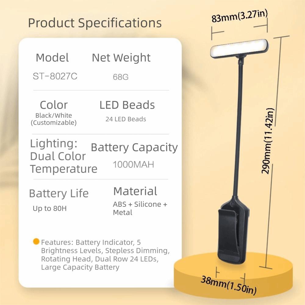 Rechargeable USB Rechargeable Reading Lamp Flexible Design 3 Colors Reading Light Easy Clip 14 LEDs Book Lamp Night Reading