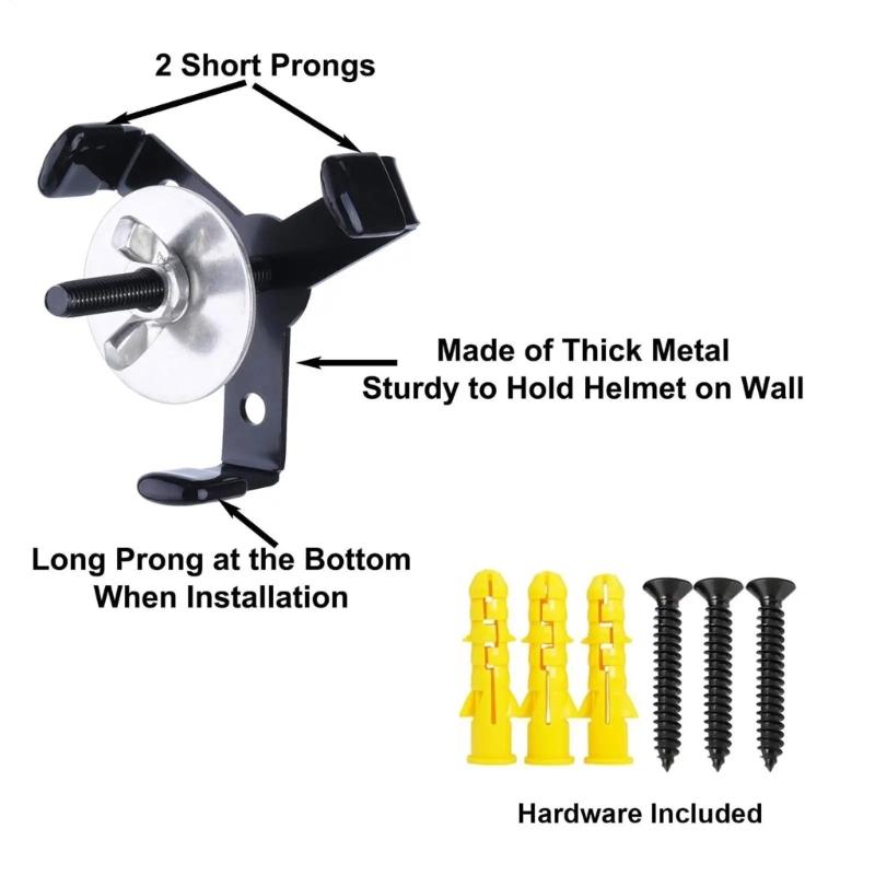 Rustproof Metal Materials Three Screw Installation Football Helmet Wall Hanger Modern Football Helmet Display Mount