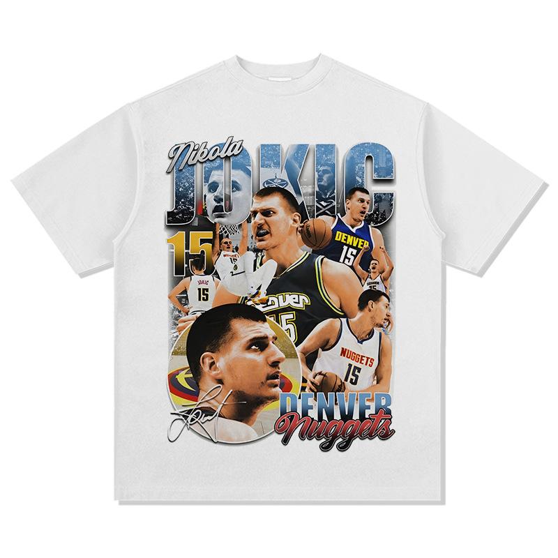 New Nikola Jokic Black / White T-Shirt Crew Neck Cotton T-shirt Men and Women Basketball Fan Short-sleeved Top Ins Y2k Hot Sell