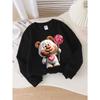 Adorable Crewneck Sweatshirt for Girls Featuring a Bear with a Lollipop Heart, Suitable for Machine Washing