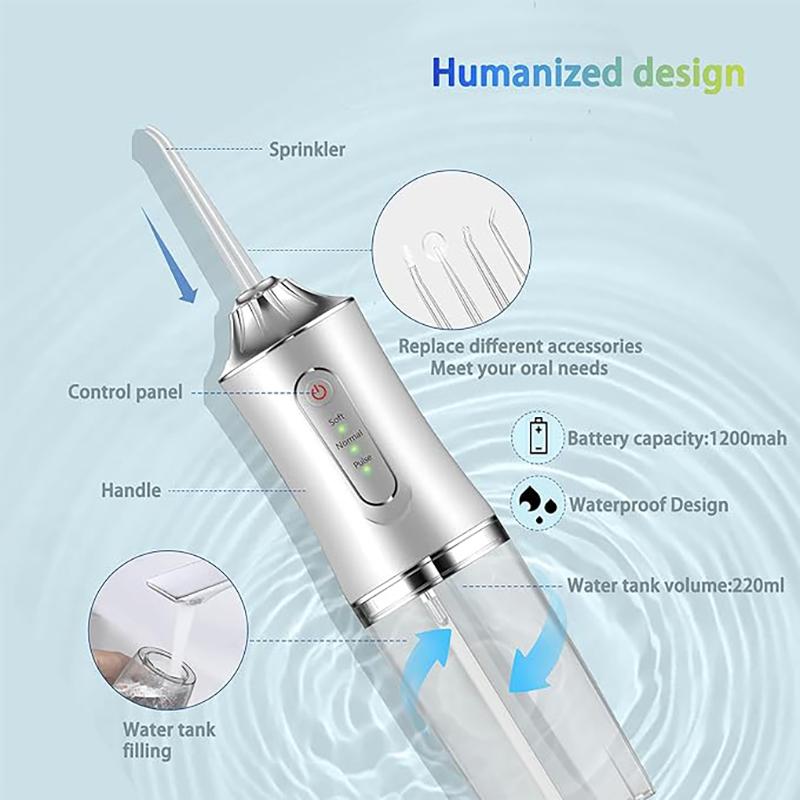 Electric Oral Irrigator Portable Dental Water Flosser USB Rechargeable Dental Water Jet Pick Flosser 4 Tip 3 Modes Teeth Cleaner