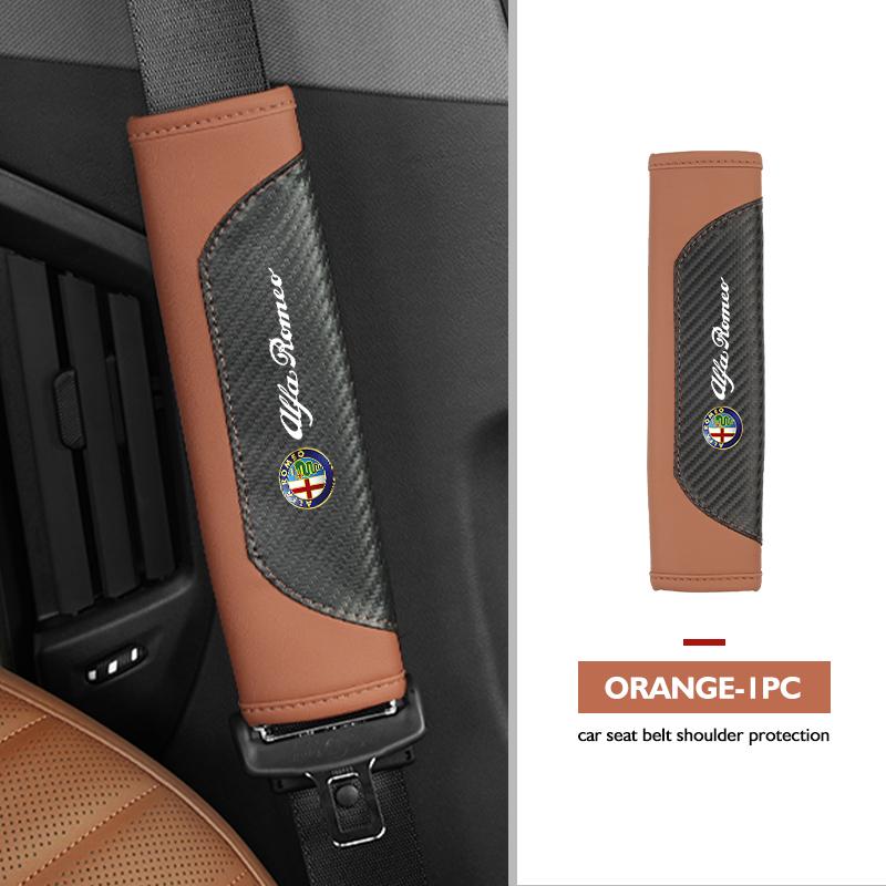 BQVLT1 Car Seat Belt Shoulder Cover Protection Pads Safety Belt Accessories For Alfa Romeo GT Stelvio F1 Brera Volante Tonale Gloria