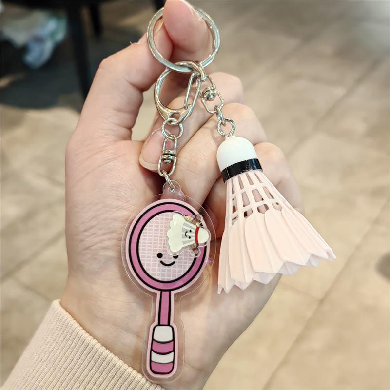 Rotating Badminton Racket Keychain: Cute Woven Pendant & Hand Rope Ornament - Perfect New Year Gift