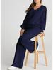 Conjunto Casual de Sudadera de Color Sólido con Cuello en V y Pantalones Largos para Mujer Otoño/Invierno 2025 - Moda Europea/Americana