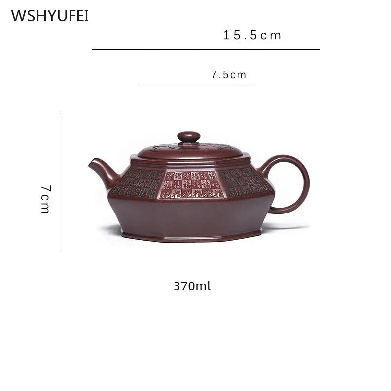 Yixing handmade purple clay teapot Dragon Blood Sand Teapot Tea Charm Baifu Teapot 370ml Chinese Gongfu Tea pot 1pcs