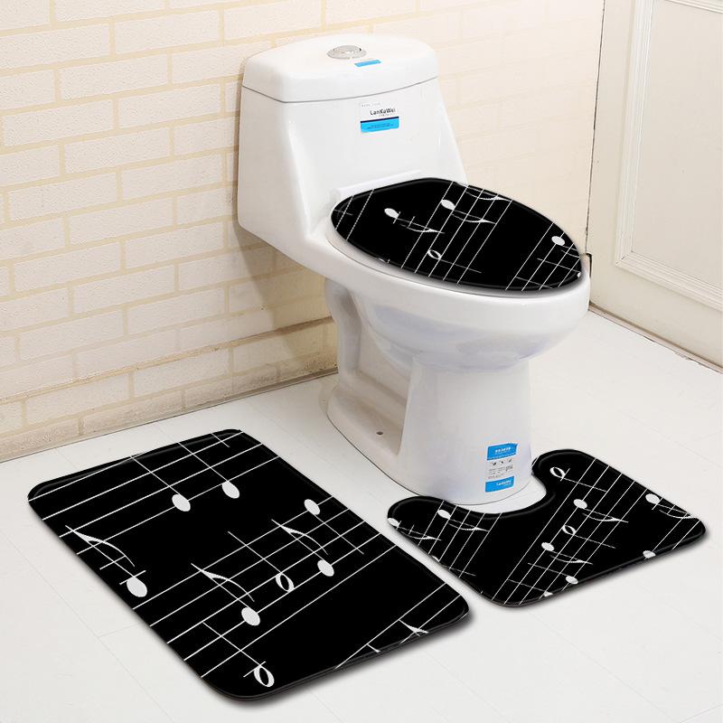 Covor de podea creativ din trei piese pentru toaletă, covor de ușă, covor de baie, covor de ușă moale antiderapant