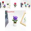 Multi Colored Plush Twisted Rod Rose Potted Desktop Decoration Ornament For Office Decor