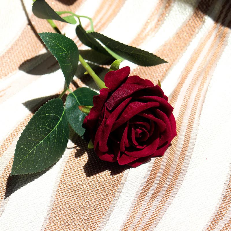 10pcs Simulation Flowers Velvet Pearl Roses Chinese Valentine's Day Gift Fake Flower Artificial Red Rose Wedding Decoration