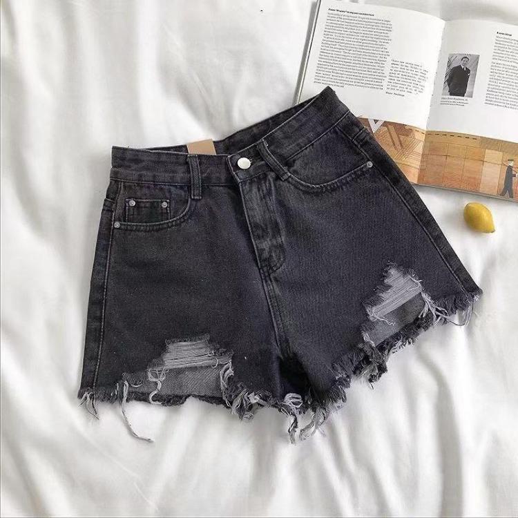 

Summer Fashion Korean Denim Shorts Women High Waist Ripped Jeans Y2K Streetwear Hot Pants Casual Blue Trousers Pocket Tassel S