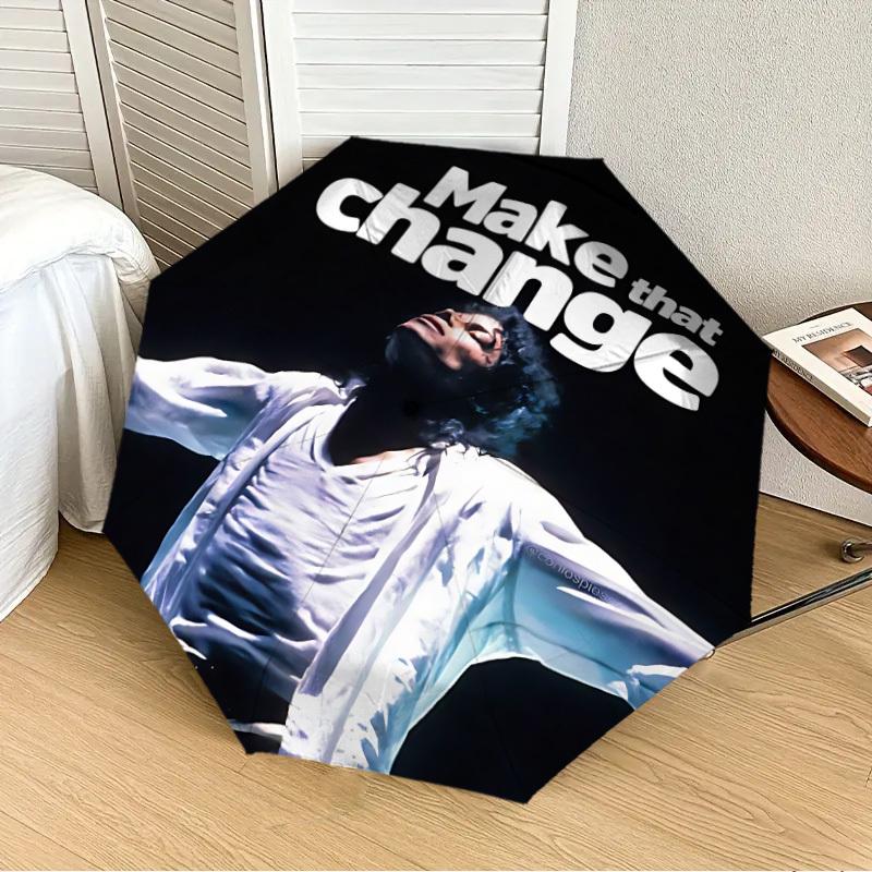 1pc Michael Jackson Automatic Folding Umbrella, Portable Collapsible Design, Casual Outdoor Accessory L1202015