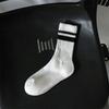 Ladies Spring and Autumn Vintage Cotton Fashion Thickened Towel Bottom Striped Mid Tube Socks