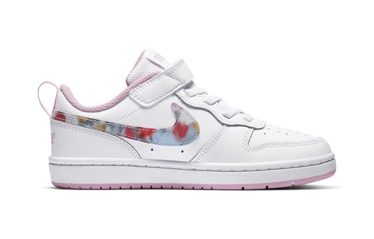 Nike Low 2 SE Floral Slip Resistant Cushioning Low Top Kids' Skateboarding Shoes White Pink Children Aged 3 7 Years Old CZ6613-100