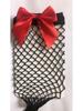 Plus Size Bow Fishnet Thigh-High Stockings - Sexy Black Mesh Cutout Design