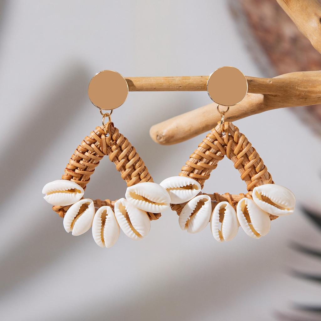 Accessories rattan shells holiday style unique beautiful earrings niche ethnic style earrings earrings