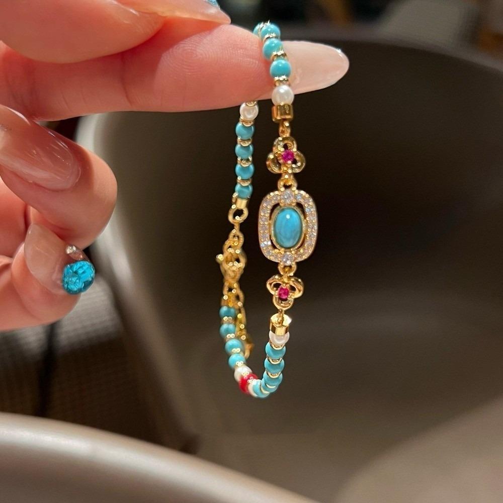 Turquoise Imitation Beaded Bracelet Adjustable Fashion Jewelrys Women's Bracelet Birthday Gifts