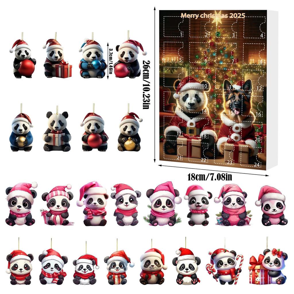 Christmas Panda Countdown Calendar With Acrylic Components And Festive Collectible Items