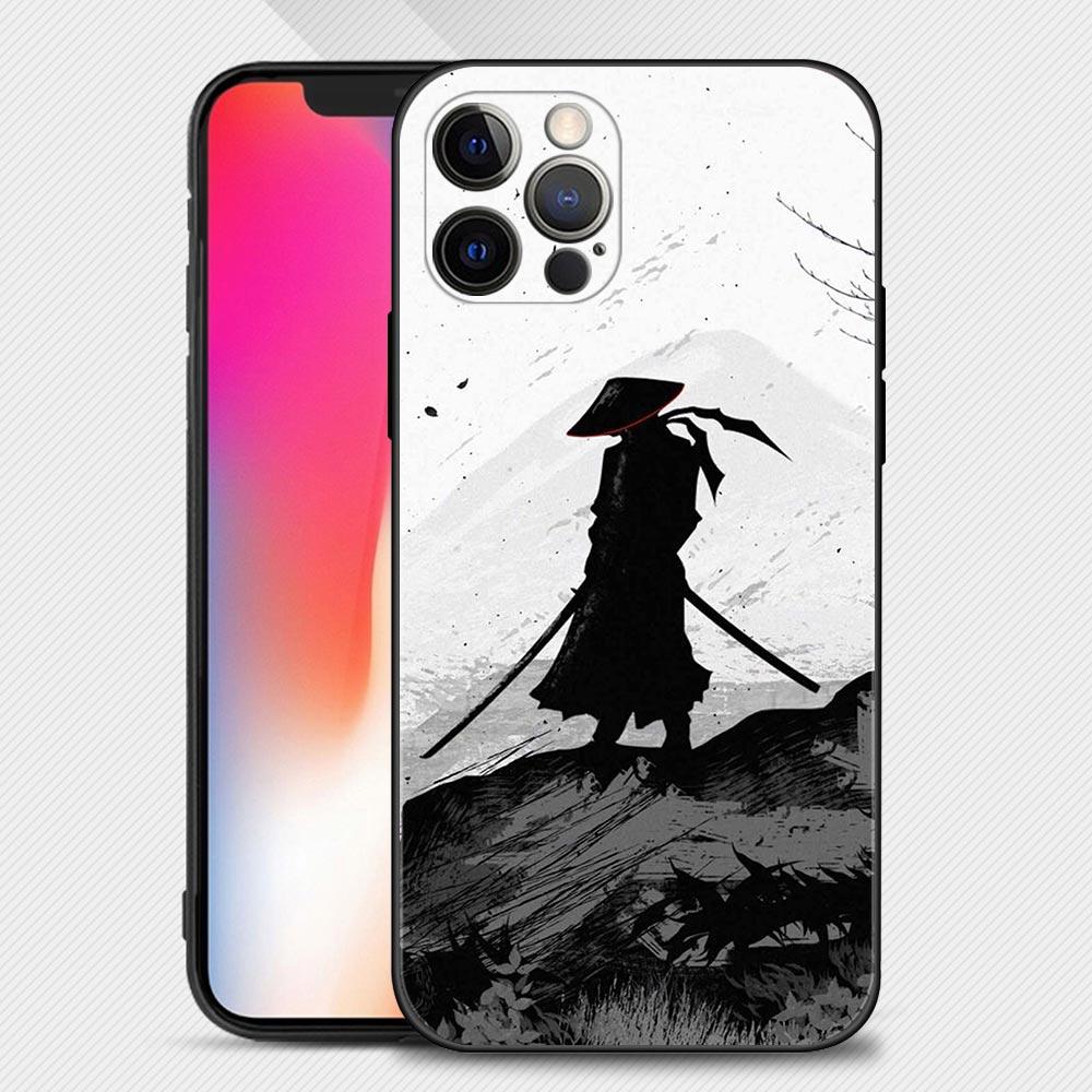 Landscape Ink Samurai Art Phone Case Cover Coque For Iphone Xiaomi Mi Samsung Galaxy Redmi Note A S 11 12 13 14 15 22 23 24 5G Pro Plus Max Fe Ultra