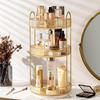 Light Luxury Rotating Bathroom Shelf: Multi-functional Three-Tier Vanity Storage Rack for Living Room Use
