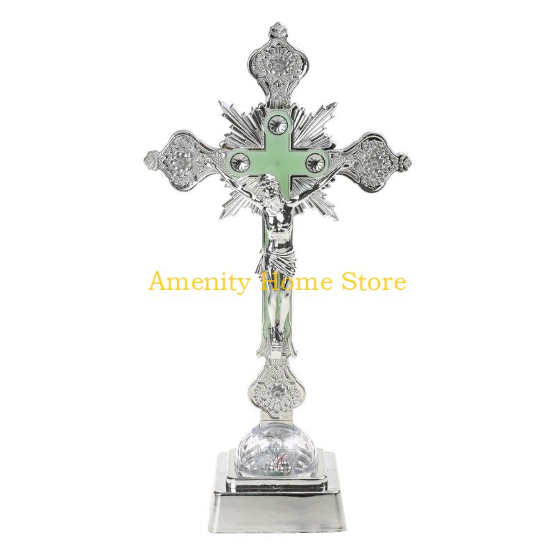 F26C Church Relics Figurines Night Light Crucifix Jesus Christ for Cross Catholic Ant