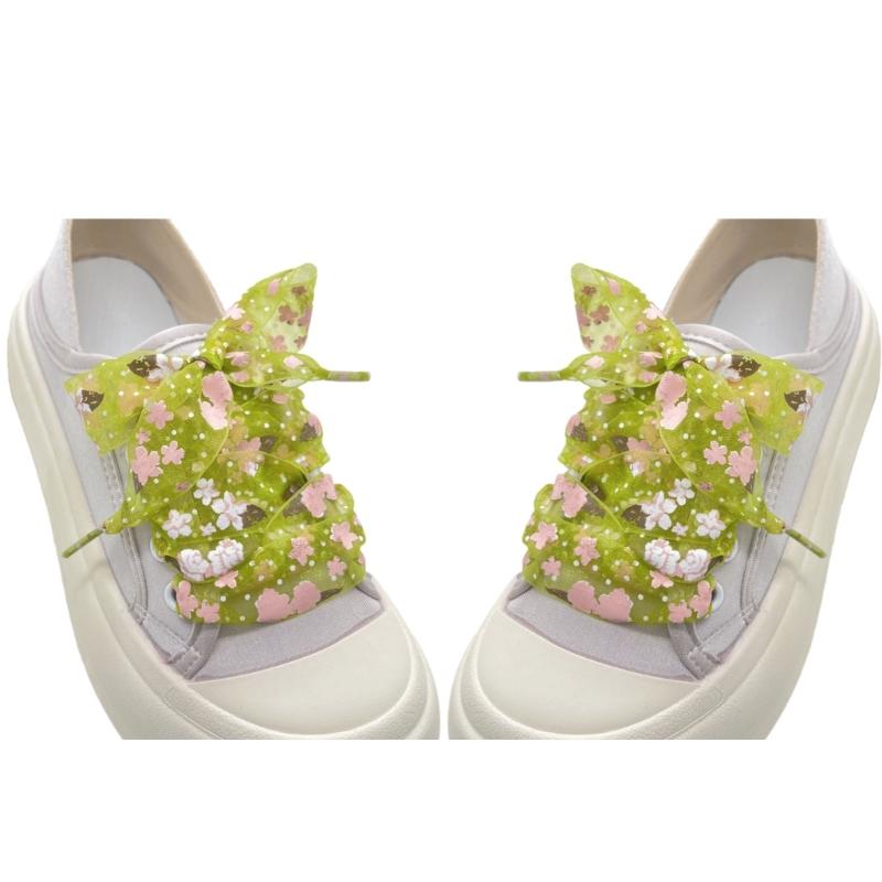 Organza Printed Transparent Shoe Laces For Sneakers Casual Shoes Universal Fit Breathable Lightweight Design