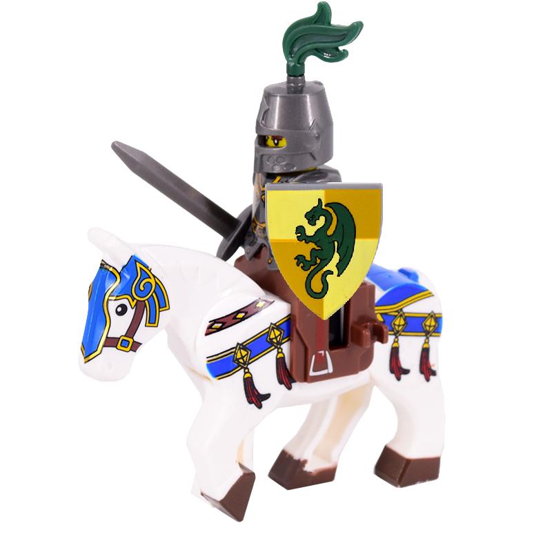 Medieval Figures Middle Ages Rome Warrior Golden Knight Horse Hawk Castle King Dragon Knights Building Blocks BricksToys gifts
