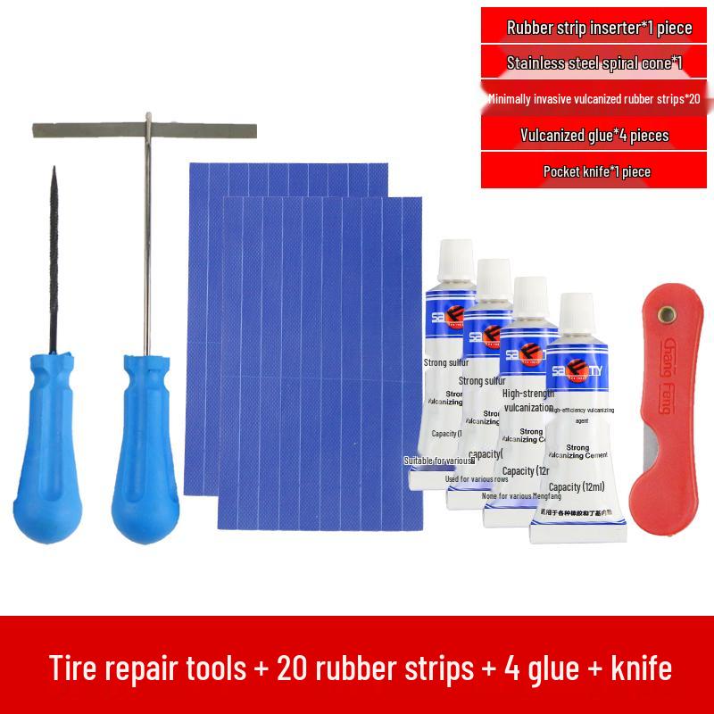 Electric Car & Motorcycle Tire Repair Set with Vacuum Strips - Quick, Minimal Invasive Fix