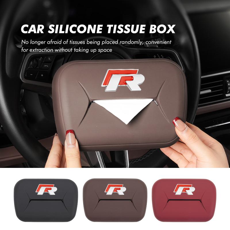 UNYDV1 For Volkswagen VW Silicone Car Paper Towel Box Dustproof Tissue Storage Bag Tiguan CC Jetta Polo Golf 4 5 6 Passat B5 B6 B7 CC