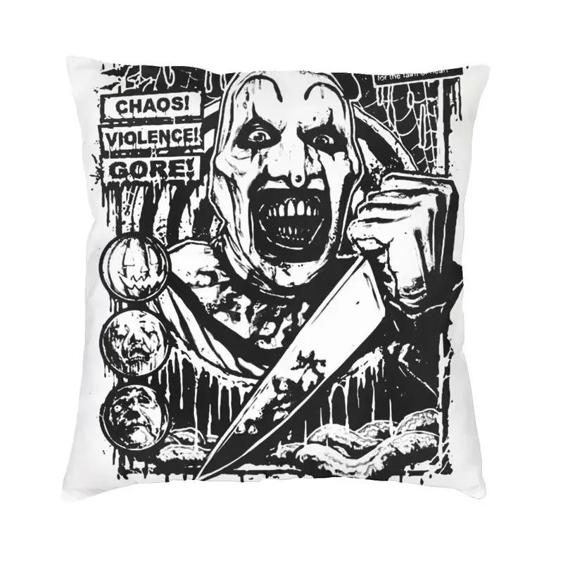 Horror Clown Halloween Movie Terrifier Cushion Cover Velvet Pillow Case Sofa Chair Square Pillowcase Living Room Decoration