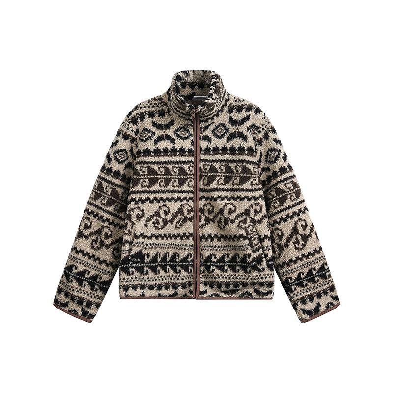 Men's American Retro Floral Lambswool Coat - 2025 Autumn/Winter Trendy Loose Casual Top