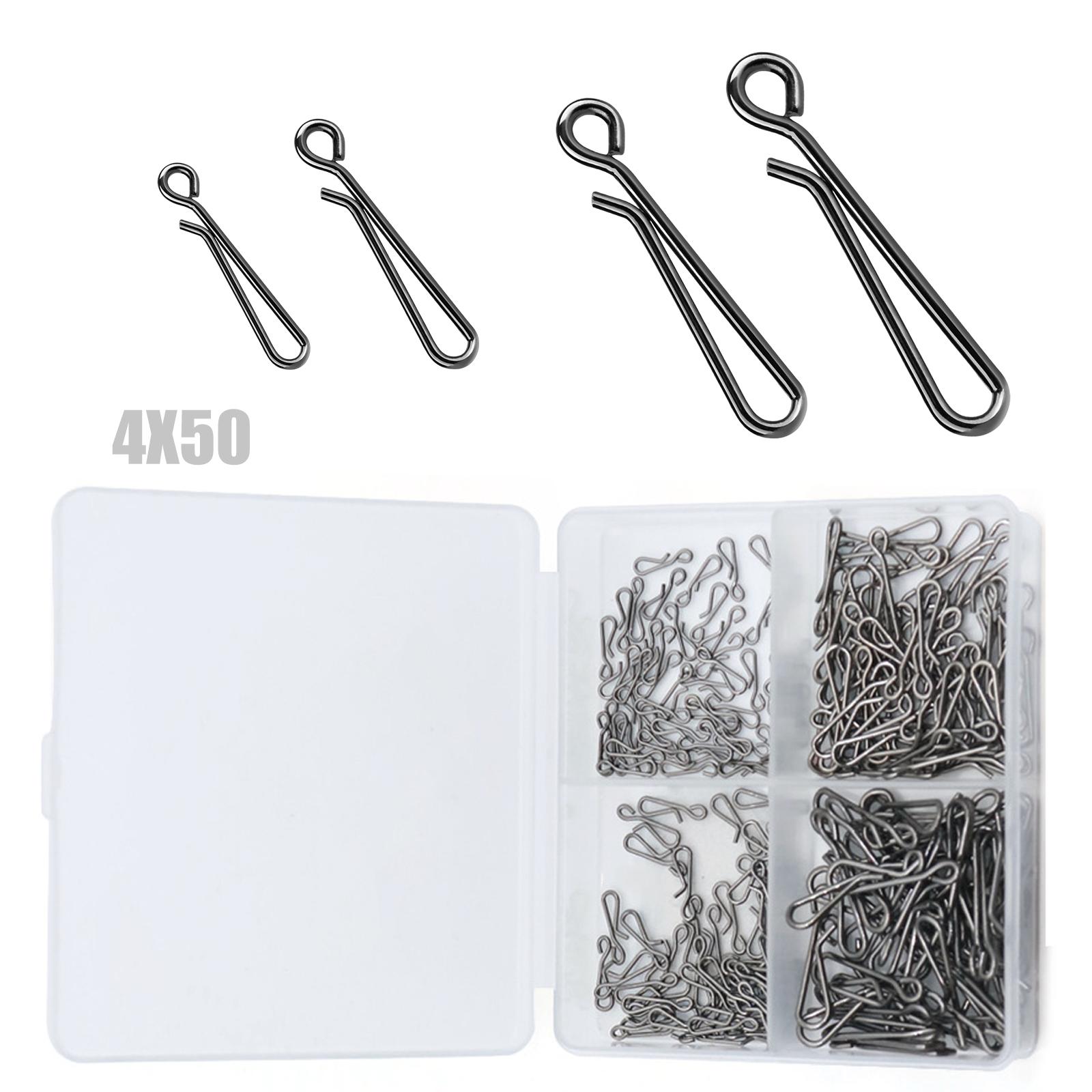 

200pcs Stainless Fishing Clip Snap Link Rustproof for Various Fishing Environment 4 Size Set 1