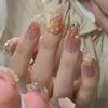 Handmade UV Gel Blush Tulip Press-On Nails - Reusable Nail Art Patches