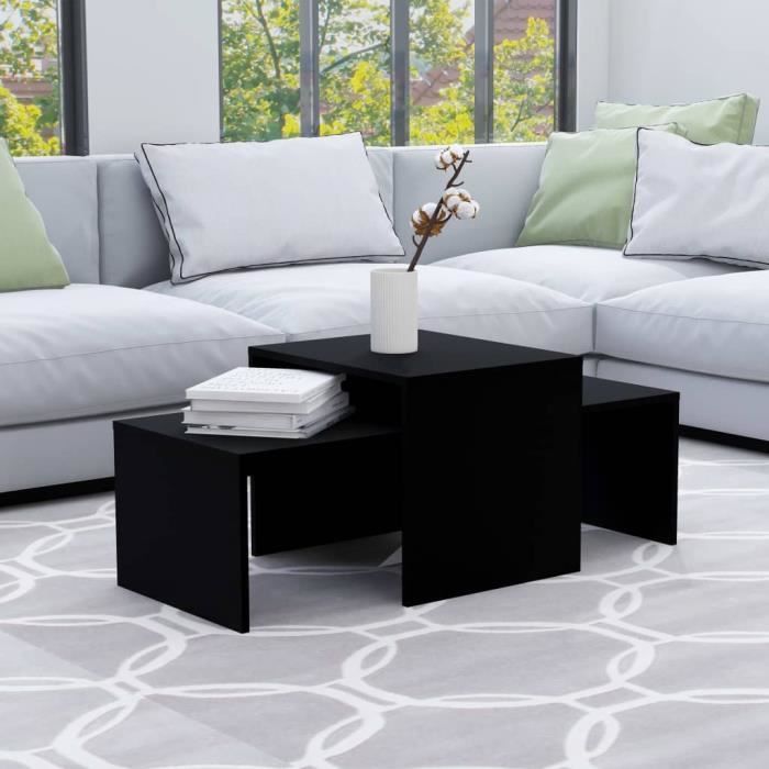 VidaXL Ensemble de tables basses Noir 100x48x40 cm Aggloméré